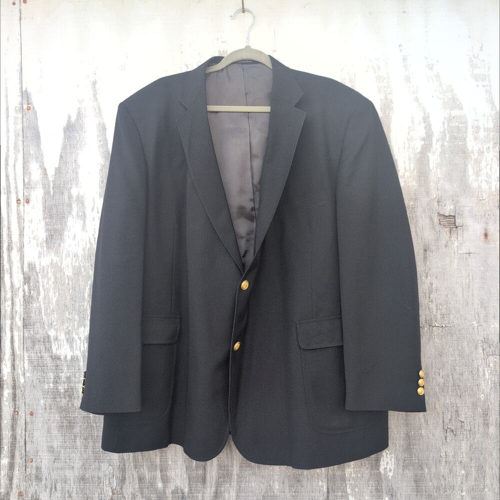 David Taylor Blazer Wool Blend Black Gold Button Men's 50R